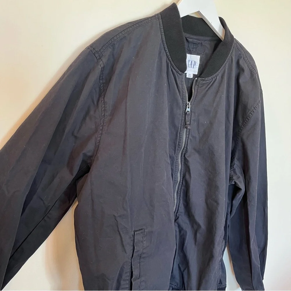 Gap Relaxed Tiptop Bomber Jacket Mens Xxl Black Cotton Zipper Pockets Chore